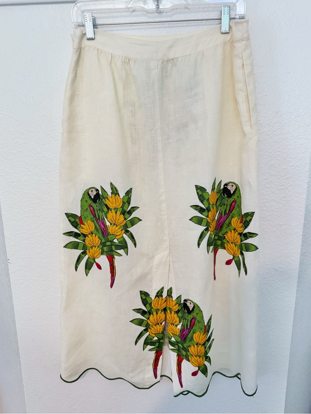 FARM Rio Maracana Bird Linen Skirt SZ M - Picture 3 of 3